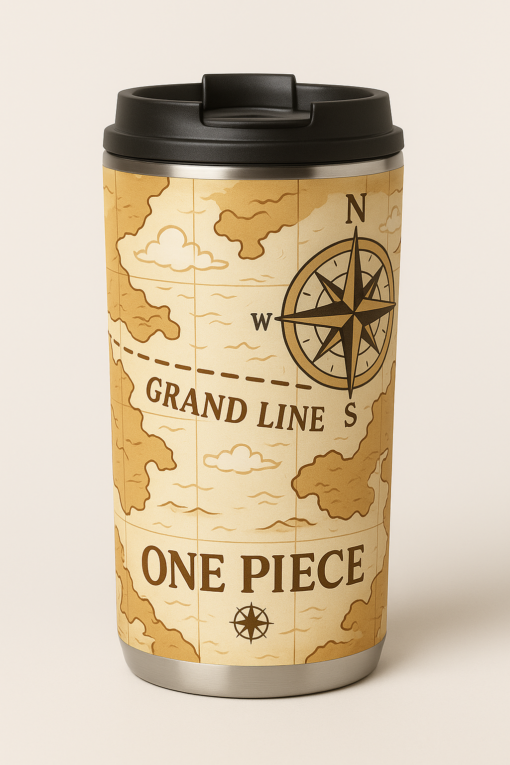 One Piece Travel Mug with Grand Line map design
